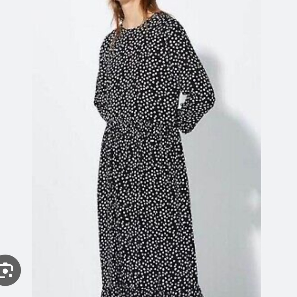 Zara Classic Black & White Polka Dot Maxi Dress | Size S